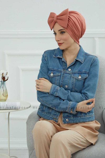 Julia - Turban En Coton Saumon