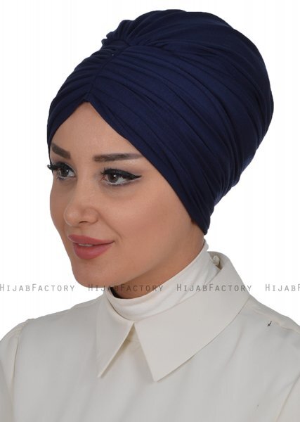 Wilma - Turban En Coton Bleu Marin - Ayse Turban