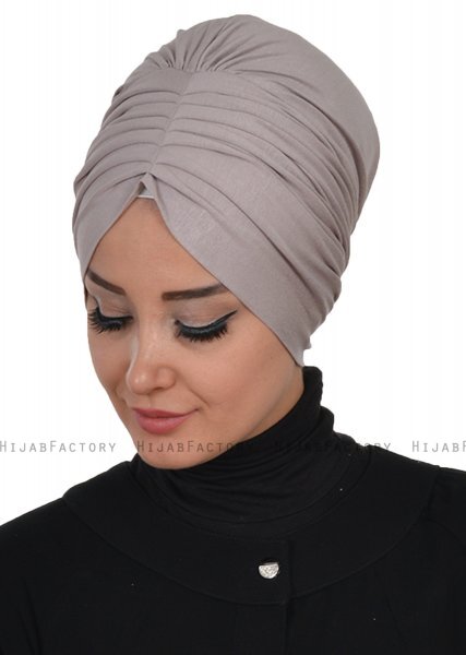 Wilma - Turban En Coton Taupe - Ayse Turban
