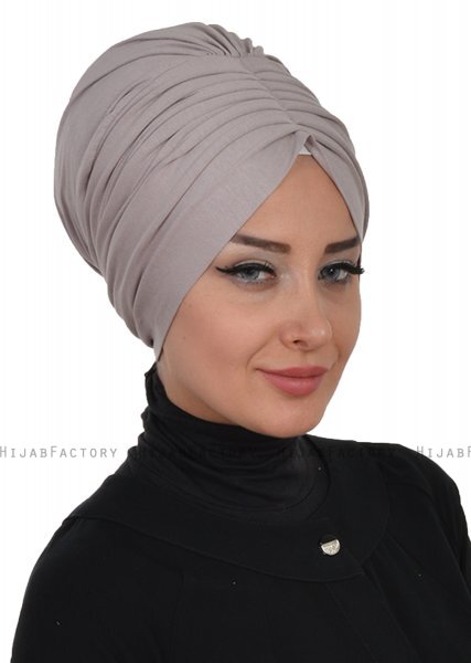 Wilma - Turban En Coton Taupe - Ayse Turban