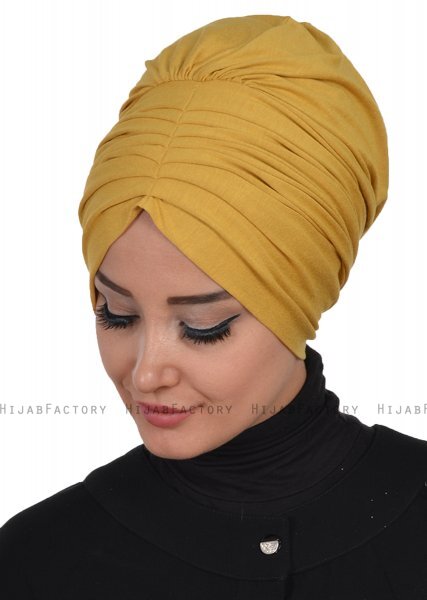 Wilma - Turban En Coton Moutarde - Ayse Turban