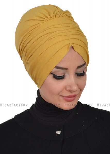 Wilma - Turban En Coton Moutarde - Ayse Turban