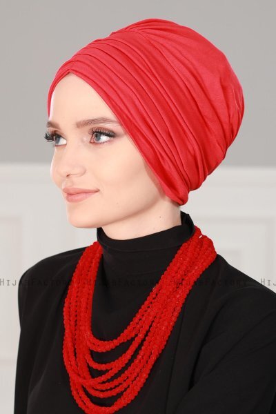 Wilma - Turban En Coton Rouge - Ayse Turban