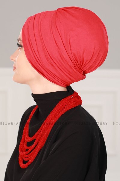Wilma - Turban En Coton Rouge - Ayse Turban