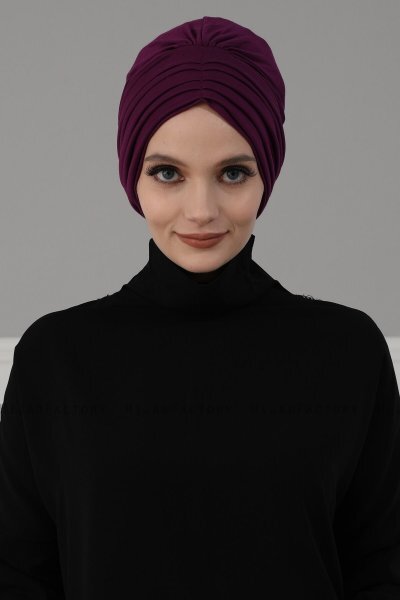 Wilma - Turban En Coton Violet - Ayse Turban