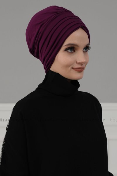 Wilma - Turban En Coton Violet - Ayse Turban