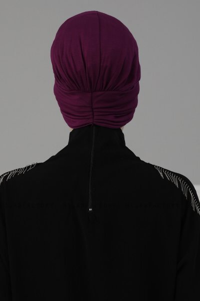 Wilma - Turban En Coton Violet - Ayse Turban