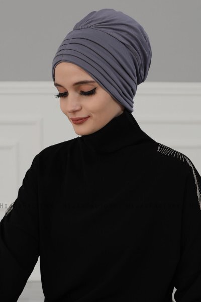 Wilma - Turban En Coton Gris - Ayse Turban