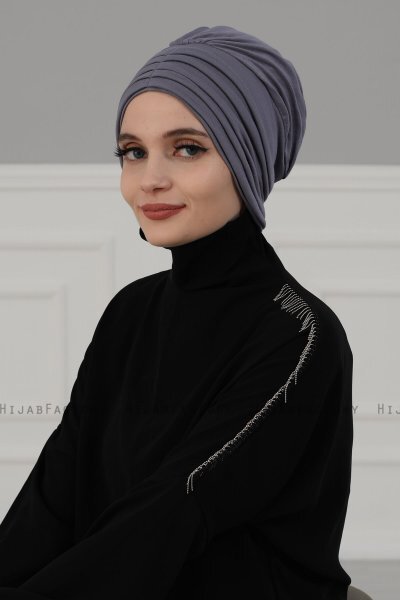 Wilma - Turban En Coton Gris - Ayse Turban