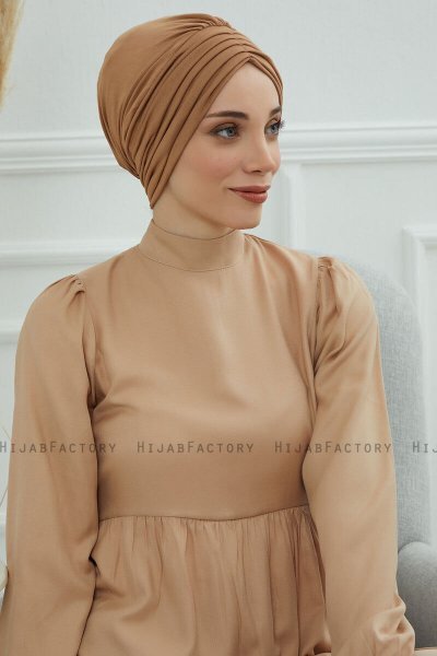 Wilma - Turban En Coton Marron Clair