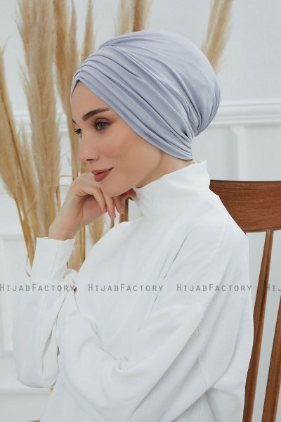 Wilma - Turban En Coton Gris Clair