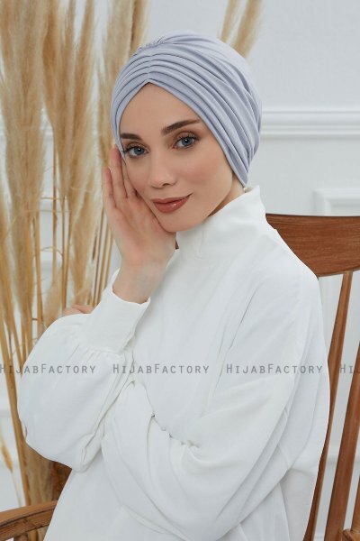 Wilma - Turban En Coton Gris Clair