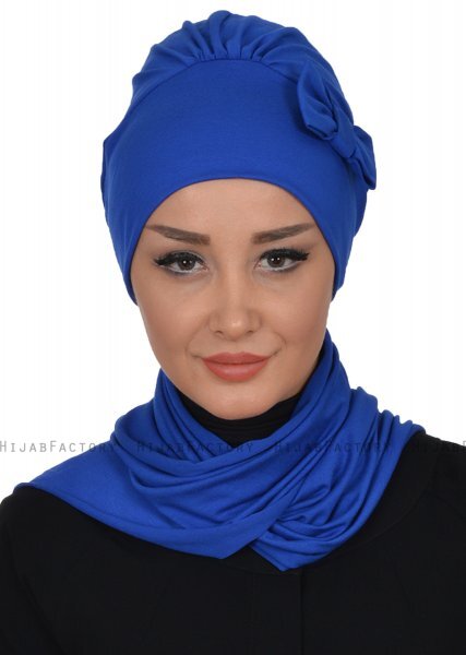 Bianca - Turban En Coton Bleu