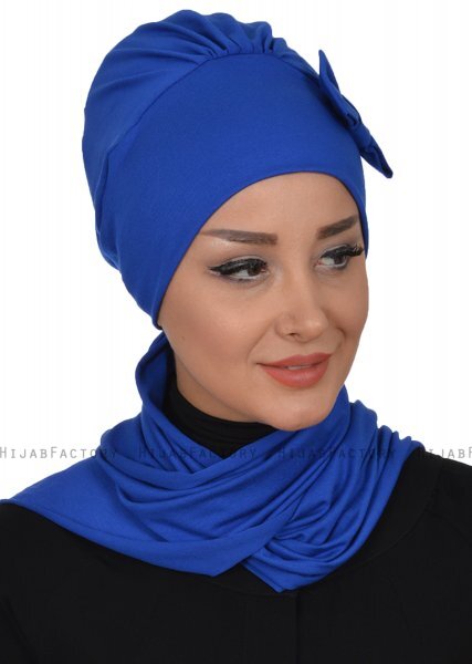 Bianca - Turban En Coton Bleu