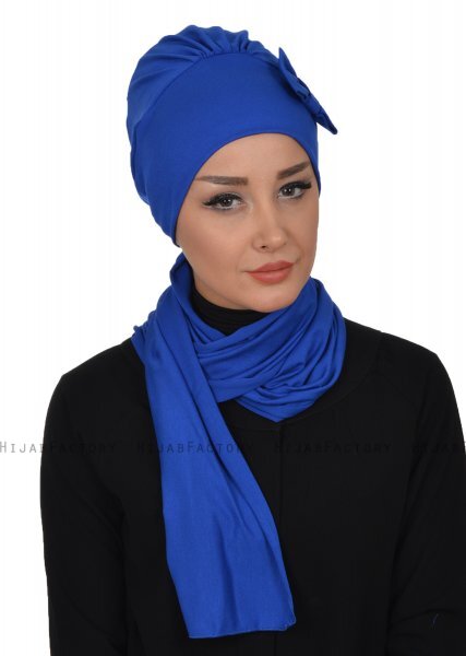 Bianca - Turban En Coton Bleu