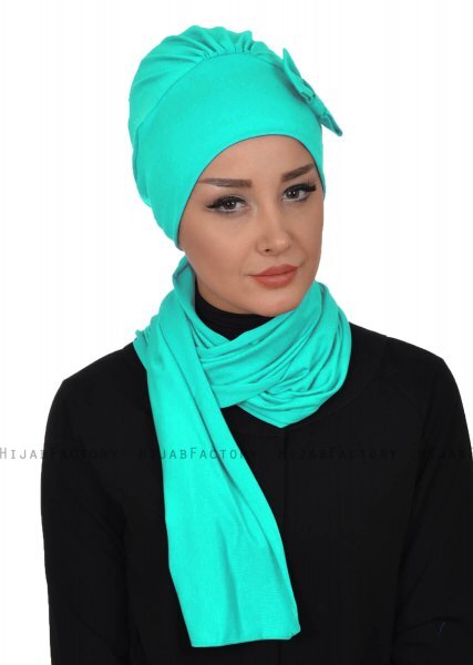 Bianca - Turban En Coton Turquoise