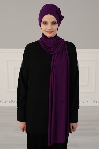 Bianca - Turban En Coton Violet
