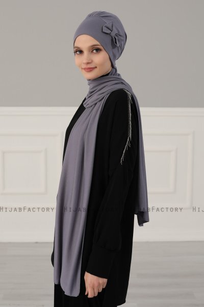 Bianca - Turban En Coton Gris