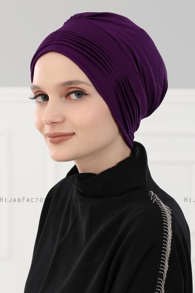Linda - Turban En Coton Violet - Ayse Turban