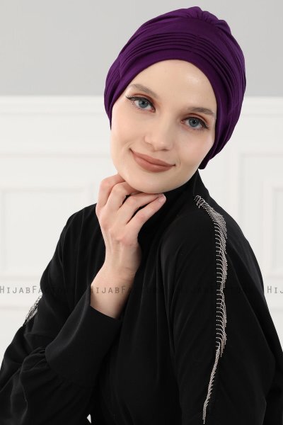 Linda - Turban En Coton Violet - Ayse Turban