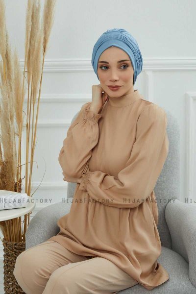 Linda - Turban En Coton Sky Blue
