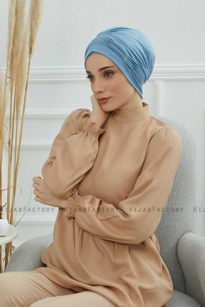 Linda - Turban En Coton Sky Blue