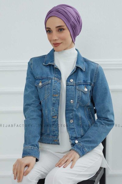 Linda - Turban En Coton Violet