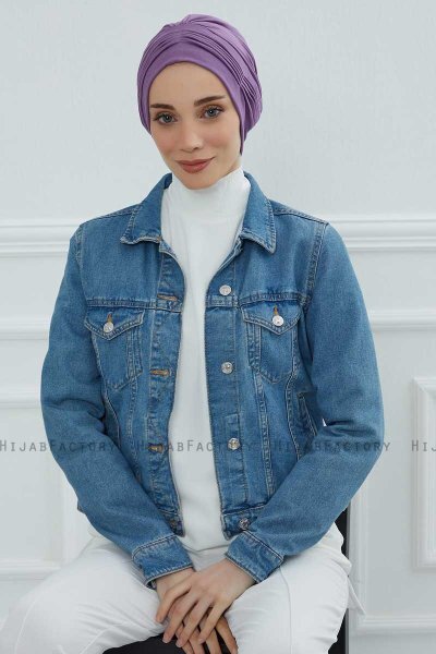 Linda - Turban En Coton Violet