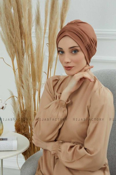 Linda - Turban En Coton Caramel