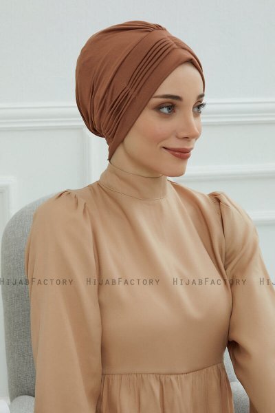 Linda - Turban En Coton Caramel