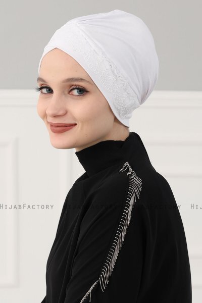 Molly - Turban Coton Dentelle Crème