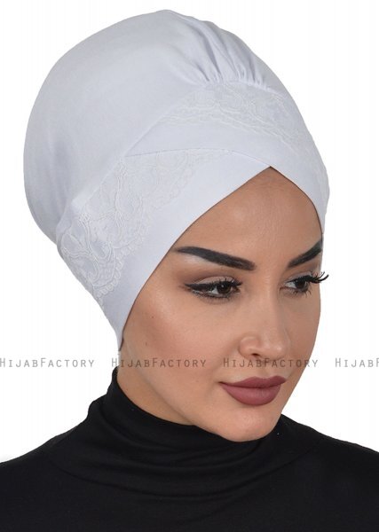 Molly - Turban Coton Dentelle Blanc
