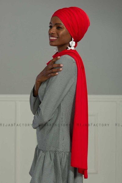 Rebecca - Turban En Coton Rouge - Ayse Turban