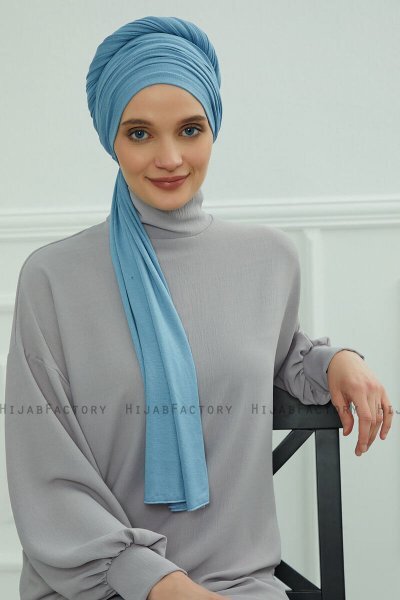 Rebecca - Turban En Coton Sky Blue