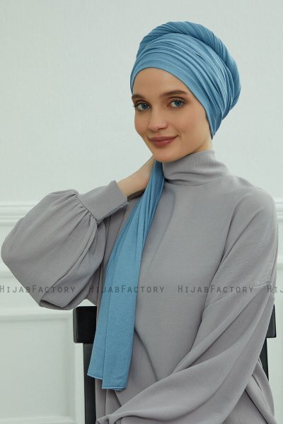 Rebecca - Turban En Coton Sky Blue