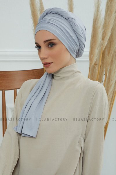 Rebecca - Turban En Coton Gris Clair