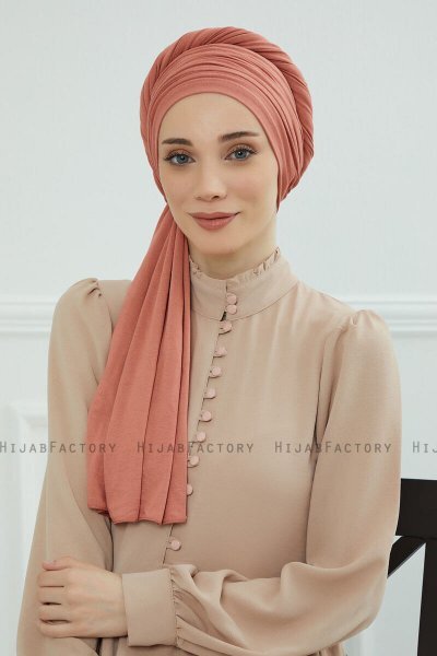 Rebecca - Turban En Coton Saumon