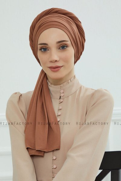 Rebecca - Turban En Coton Caramel