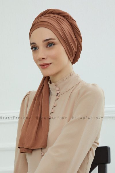 Rebecca - Turban En Coton Caramel
