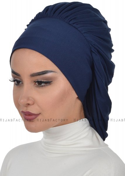 Isabella - Turban En Coton Bleu Marin - Ayse Turban