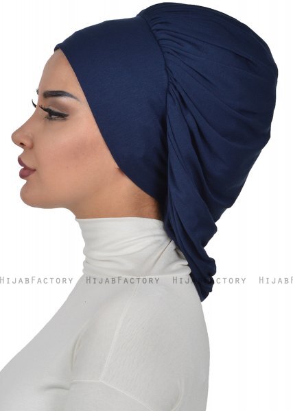 Isabella - Turban En Coton Bleu Marin - Ayse Turban