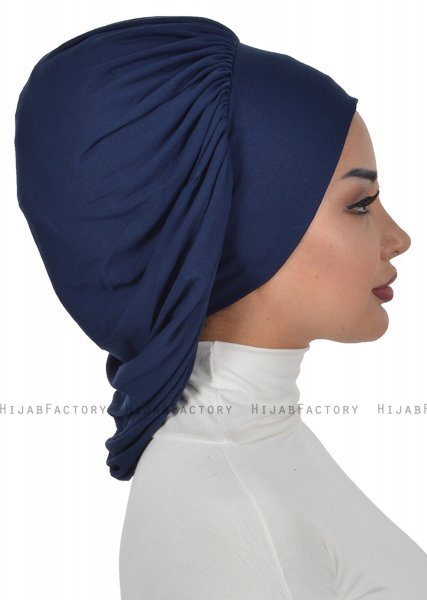 Isabella - Turban En Coton Bleu Marin - Ayse Turban