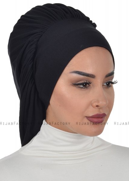 Isabella -Turban En Coton Noir - Ayse Turban
