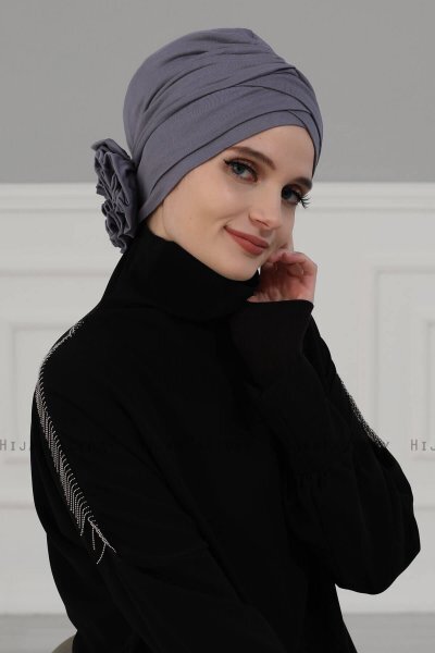 Elisabeth - Turban En Coton Gris