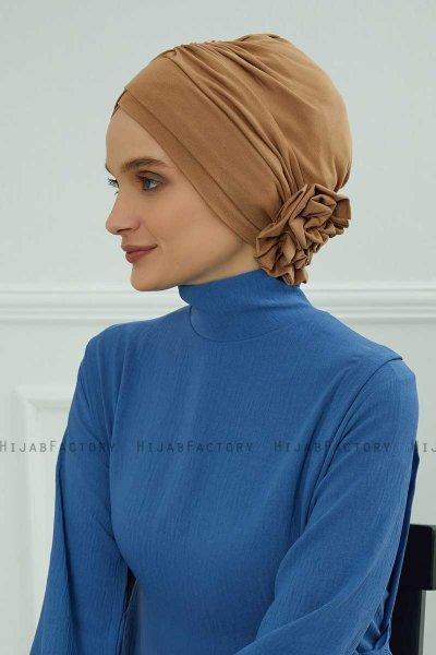 Elisabeth - Turban En Coton Marron Clair