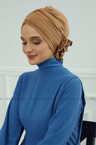 Elisabeth - Turban En Coton Marron Clair