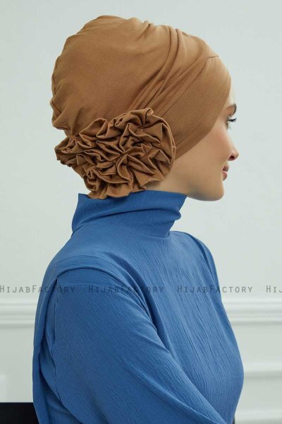 Elisabeth - Turban En Coton Marron Clair