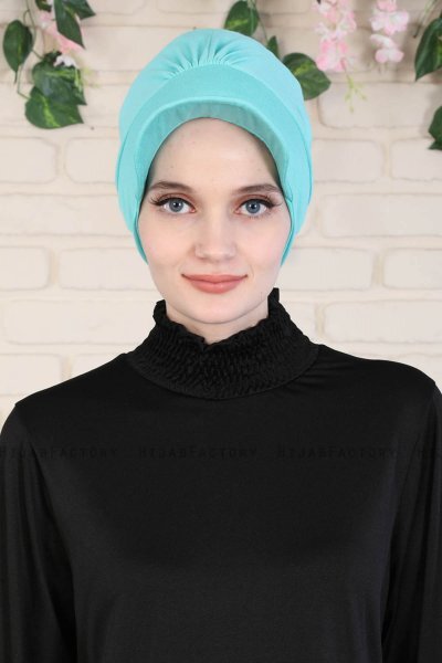 Sandra - Turban En Coton Turquoise - Ayse Turban