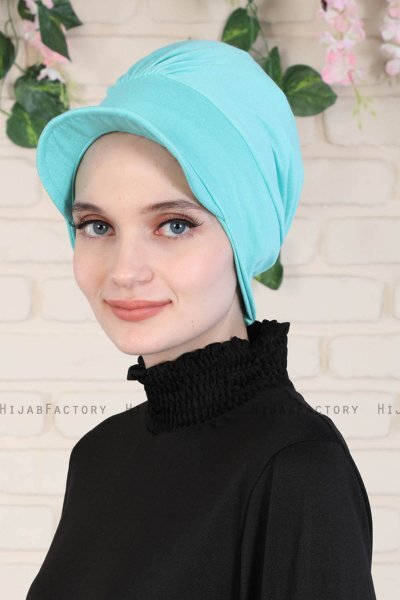 Sandra - Turban En Coton Turquoise - Ayse Turban