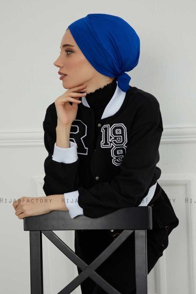 Ellie - Turban En Coton Bleu